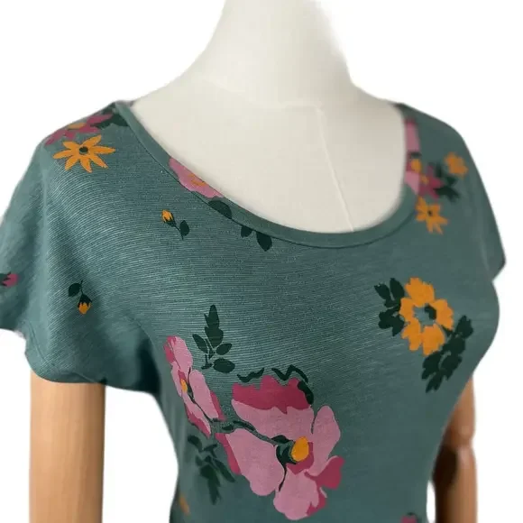 Toad and Co Floral Green Faux Wrap with Tie Waist Dress Size XS - Picture 5 of 15